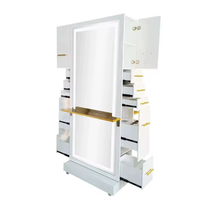 COMPRE NUEVO Espejo de Salón Profesional y Duradero de Doble Cara con Marco Dorado de HDF y Luces LED para Peluquerías y Centros Comerciales, Diseño Moderno - Product Image 2