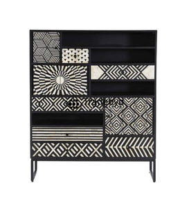 Tradebyd-Cajonera con incrustaciones de hueso artesanal, armario de almacenamiento con diseño atrevido para hogares únicos y elegantes - Product Image 1