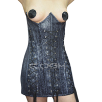 FABRICANTE DE CORSÉ Underbust Steelboned Blue Snake Patterned PVC Corset Dress para la moda y el desgaste del partido