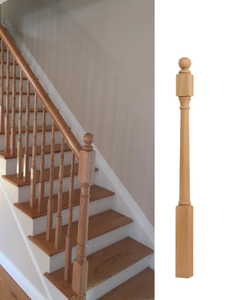 Venta al por mayor de madera maciza de arce Newel Post con bola superior 4040B piezas de construcción de escaleras de Vietnam - Product Image 5