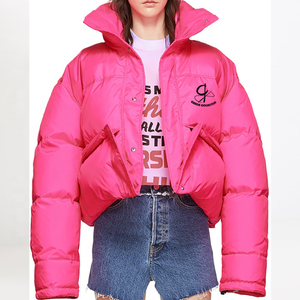 Impermeable abajo burbuja alta calidad grueso mujeres para patrón personalizado estilo moda Crop Top chaqueta acolchada - Product Image 1
