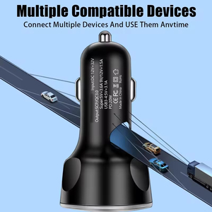 Usb C Autolader Adapter 4 Usb A En 2 Pd Super Snel Opladen Met Spanning Monitor Voor Iphone Samsung Huawei Vivo Oppo Oneplus - Product Image 2