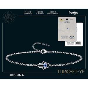 กำไลลูกปัดตาชั่วร้ายของตุรกีทำจากเหล็กสีเงิน - Product Image 1