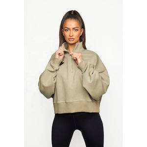 Sudaderas Personalizadas de Felpa con Media Cremallera para Entrenamiento, Diseño de Logotipo Bordado y Precio Accesible para Mujer - Product Image 1