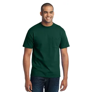 T-shirt girocollo manica corta da uomo con Logo personalizzato con tasca-t-shirt uomo Oversize girocollo di alta qualità verde scuro