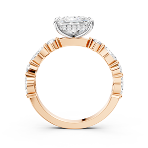Bague de fiançailles de luxe en moissanite taille princesse pour femme, en or rose 18 carats, bijoux de mariage, bague de mariée personnalisée - Product Image 3