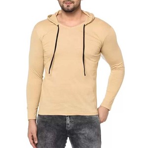Men's Breathable Cotton <b>Hooded</b> T-<b>Shirts</b> Long Sleeved 100% Cotton Puff Printing Light Weight men's hoodies - Product Image 3