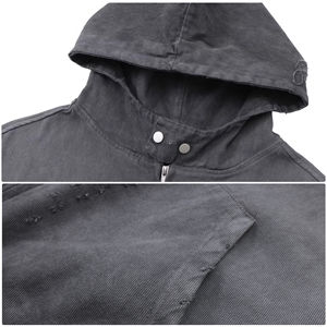 Sweat-shirt à capuche unisexe surdimensionné vintage délavé au soleil avec fermeture éclair, sweat-shirt à capuche personnalisé pour homme, sweat-shirt à capuche délavé à l'acide coupé et zippé - Product Image 5