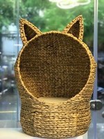 Maison de jacinthe d'eau tissée à la main pour chiens chats animaux de compagnie pour animaux de compagnie panier de chat