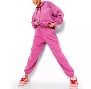 OEM personalizado de alta calidad de algodón polar Jogging Suit 2 piezas Set logotipo personalizado de peso pesado Chándal Diseño para las mujeres Nueva llegada - Product Image 2