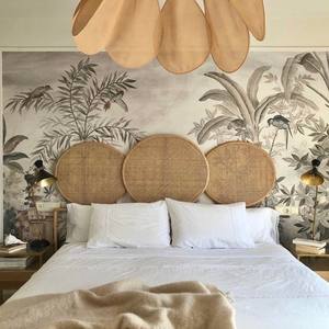 Decoración de habitación de estilo francés, marco de cabecero circular de madera de ratán para cama, cabecero redondo con precio barato - Product Image 3