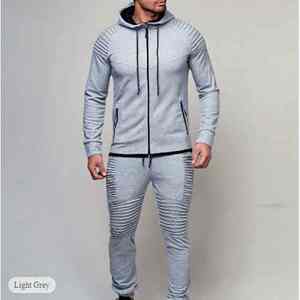 Mode décontracté couleur correspondant mâle Slim Fit fil grande taille deux pièces Jogging hommes vêtements de sport à capuche survêtement pour hommes - Product Image 1