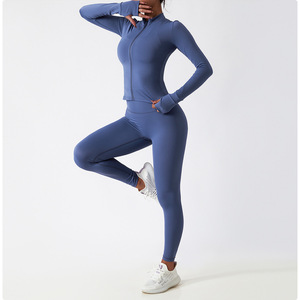 Gran oferta, ropa deportiva, ropa de entrenamiento, ropa deportiva para gimnasio, sudaderas de manga larga para mujer, traje de Yoga con cremallera - Product Image 5