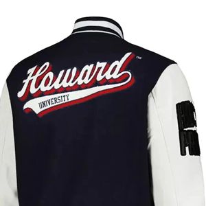 Howard Bison Custom HBCU Letterman Jacket Estilo vintage Varsity Jacket Logotipos bordados Tela de lona de doble botonadura lavada - Product Image 5