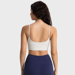 Sujetador deportivo de gimnasio al por mayor para mujer, tipo bustier acanalado, atlético, para correr, sexy, sin espalda, agradable para la piel, para yoga - Product Image 3