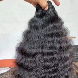 Extensions de cheveux humains indiens vierges Remy indiens de qualité temple Cheveux non traités de style bouclé à vague naturelle - Product Image 1