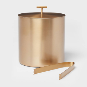 Seau à glace moderne en métal argenté givré avec un couvercle assorti pour l'isolation. Disponible à prix de gros. - Product Image 2