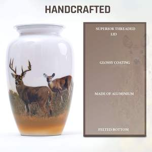 Hand <b>Painted</b> <b>Deer</b> Grazing Cremation Urn | Human Ashes Adult Memorial urn, Burial, Funeral Cremation Urns (Large Adult Urn) - Product Image 5