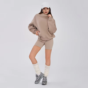 Solid Oversized Breathable Mock Neck Long Winter Autumn Customized Front Logo Printing <b>Drop</b> Shoulder OEM Service - Product Image 6