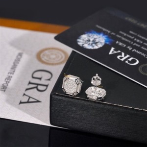 Trendy Luxury 925 Sterling Silver Lab Grown Diamond <b>Stud</b> Earrings Octagon Shape Iced Out Hip Hop Unisex Wedding & Party Jewelry - Product Image 3