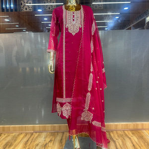 LATEST SOFT ORGANZA SEQUENCE WORK <b>KURTI</b>-SET - Product Image 1