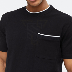 Qualité supérieure hommes coupe régulière 100% coton respirant à manches courtes T-Shirts nouveau Design col rond Hip Hop mode couleur unie - Product Image 5