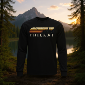 T-shirt promotionnel à manches longues Chilkat AK Vintage Evergreen Sunset Eighties Retro - Product Image 3