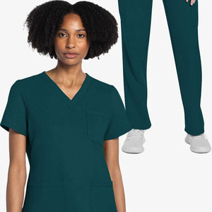 ชุดยูนิฟอร์มแพทย์และพยาบาลแบบสวมใส่ได้ทั้งชายและหญิง ผ้าแคนวาส แขนยาว เสื้อแจ็คเก็ตพยาบาลและชุดสครับ ระบายอากาศได้ดี แห้งเร็ว พรีเซลล์ - Product Image 1