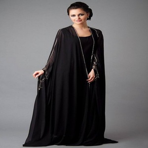 Abaya de maternité classique en velours pour l'automne, longue jusqu'au sol, avec traîne détachable, manches longues, hijab, robe kaftan modeste - Product Image 2