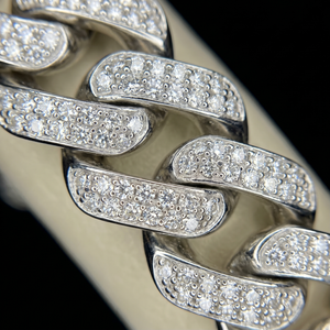Bracelet luxueux en argent sterling avec maillons cubains Miami sertis de CZ brillants et maillons biseautés audacieux, design minimaliste unisexe - Product Image 2
