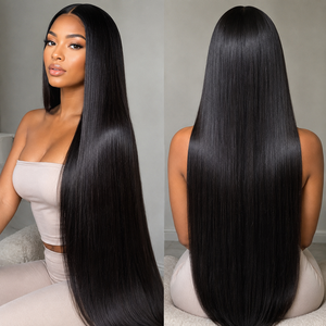 Peluca de Cabello Humano Liso Transparente HD, Color Negro Natural, Cabello Suave y Liso, Peluca con Frente de Encaje 13x4 13x6, Densidad Completa - Product Image 2