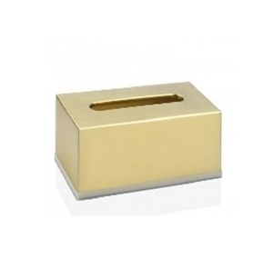 Caja de pañuelos de Metal chapado en oro con diseño acanalado, mesa de comedor de cocina, hospitalidad decorativa con tamaño y logotipo personalizados - Product Image 4