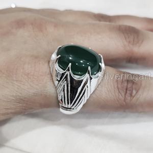 Anillo para hombre al por mayor, piedra preciosa de ónix verde Natural, anillo de piedra natal de diciembre, todos los tamaños, joyería fina árabe, anillo de Plata de Ley 925 - Product Image 5