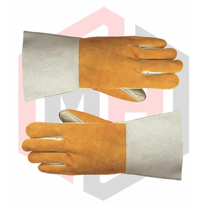 Gants de soudage polyvalents en cuir croûte de qualité supérieure, texture lisse, protection des avant-bras, résistants aux déchirures, respirants, sans silicone - Product Image 6