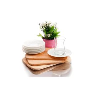 Set of 6 White Porcelain Tea Saucers Opaque Colored Minimalist Design - Product Image 2