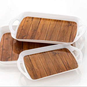 Ensemble de plateaux de service polyvalents de qualité supérieure plateau en plastique léger et durable pour la cuisine, la salle à manger, l'hôtel restaurant, le thé, le café et les collations - Product Image 1