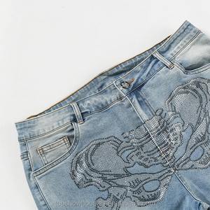 Pantalones Vaqueros Ajustados con Dobladillo con Cremallera Personalizados, Jeans con Pedrería para Hombre - Product Image 4