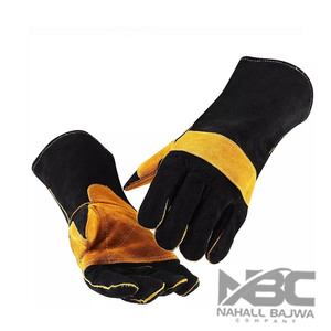 Gants de soudage en cuir de vache fendu avec logo personnalisé pour hommes, Vêtements de travail ignifuges pour la construction de bâtiments, Protection contre la chaleur et sécurité - Product Image 2