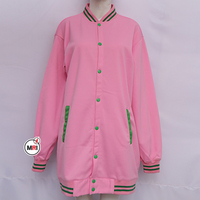 Blousons universitaires unisexe rose et vert, décontractés, à manches longues, en polyester, pour l'hiver, avec broderie personnalisée sur le devant en soie, style mode