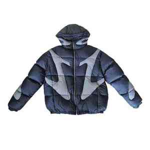 New Fashion High Quality Men's Regular Canvas Puffer Jacket Custom Stand Hood Winter <b>Coat</b> <b>Zipper</b> Closure Front High Street - Product Image 4