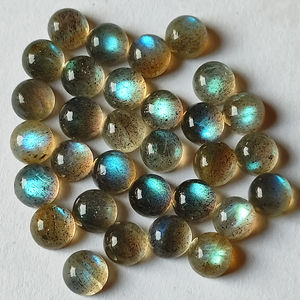 Vente en gros de haute qualité 10mm bleu feu Labradorite pierre de lune Cabochon cristal naturel blanc rouge couleurs de vibration pour bijoux - Product Image 1
