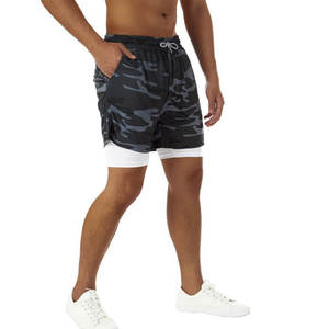 Pantalones cortos para correr 2 en 1 con logotipo personalizado, pantalones cortos atléticos de secado rápido para entrenamiento con bolsillos con cremallera, pantalones cortos con lazo para toallas - Product Image 6