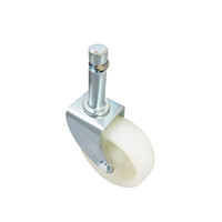 2.5 pouces roulettes en nylon blanc roue tige en acier montage pivotant pour salon entrepôt salle de bain pour une utilisation en plein air hôtel