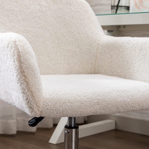 Sedia da <span class=keywords><strong>scrivania</strong></span> imbottita in pelliccia sintetica regolabile in altezza Fuzzy comoda <span class=keywords><strong>poltrona</strong></span> girevole moderna per il tempo libero <span class=keywords><strong>con</strong></span> ruote - Product Image 5