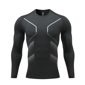Camiseta Deportiva de Manga Larga para Hombre, para Correr, Entrenamiento, Secado Rápido, Transpirable, Informal, Tejida, Lisa, Teñida Digitalmente - Product Image 1