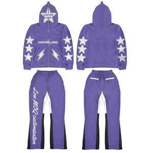 Pantalon et pantalon de survêtement personnalisé délavé à l'acide Ensemble sweat à capuche et pantalon de survêtement de haute qualité Survêtement vintage à fermeture éclair pour hommes - Product Image 5