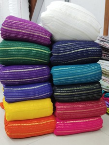 Suave puro Georgette borde dorado línea 44 pulgadas tela teñible ropa Material al por mayor OEM - Product Image 2