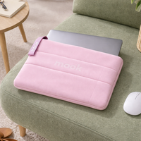 Housse pour ordinateur portable en néoprène avec logo personnalisé, rembourrage doux, protection légère, étui de transport minimaliste, design rose pour le travail, l'école, les voyages