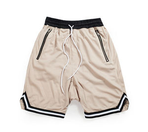 Venta caliente High Street Pantalones cortos de malla sólida Transpirable Cintura elástica Parches bordados Color personalizado Logotipo personalizado Unisex 100% - Product Image 3