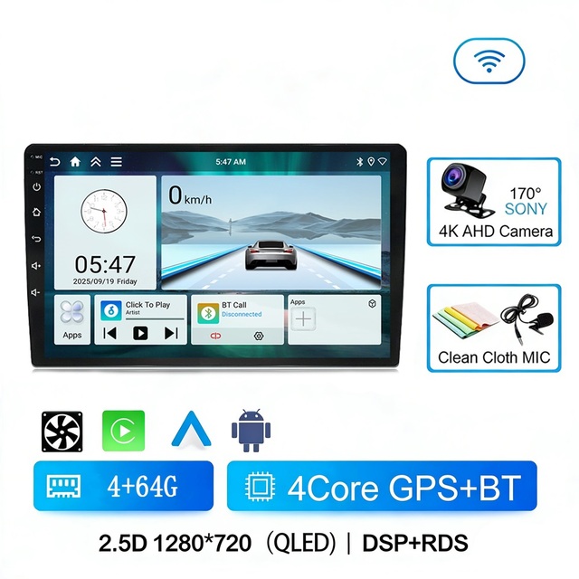 Universal 9 Inch Car Stereo Car DVD Player Car Radio Navigation IPS Screen 4 Core Head Unit GPS Amplifier Carplay Android Auto